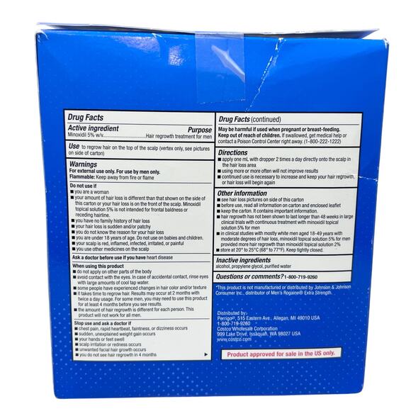 Kirkland Signature Minoxidil 5% Hair Regrowth Treatment for Men 6 Month Supply - Picture 4 of 7